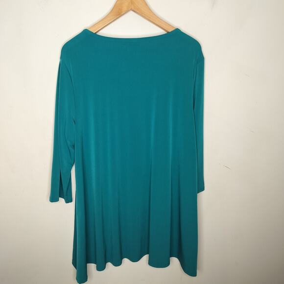 Chico's Stretch Tunic Beaded Neckline Hi Low Hem - Picture 7 of 8